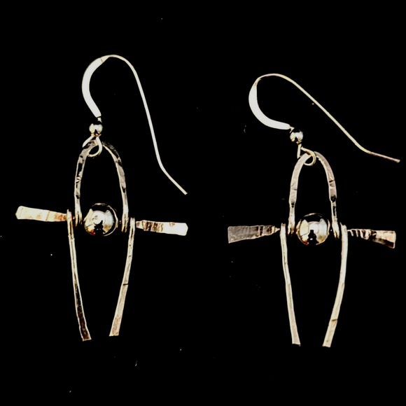 🎄 Christmas Gift Idea — Wishbone Beaded Sterling Silver Earrings – 1⅝" Drop - Picture 2 of 2